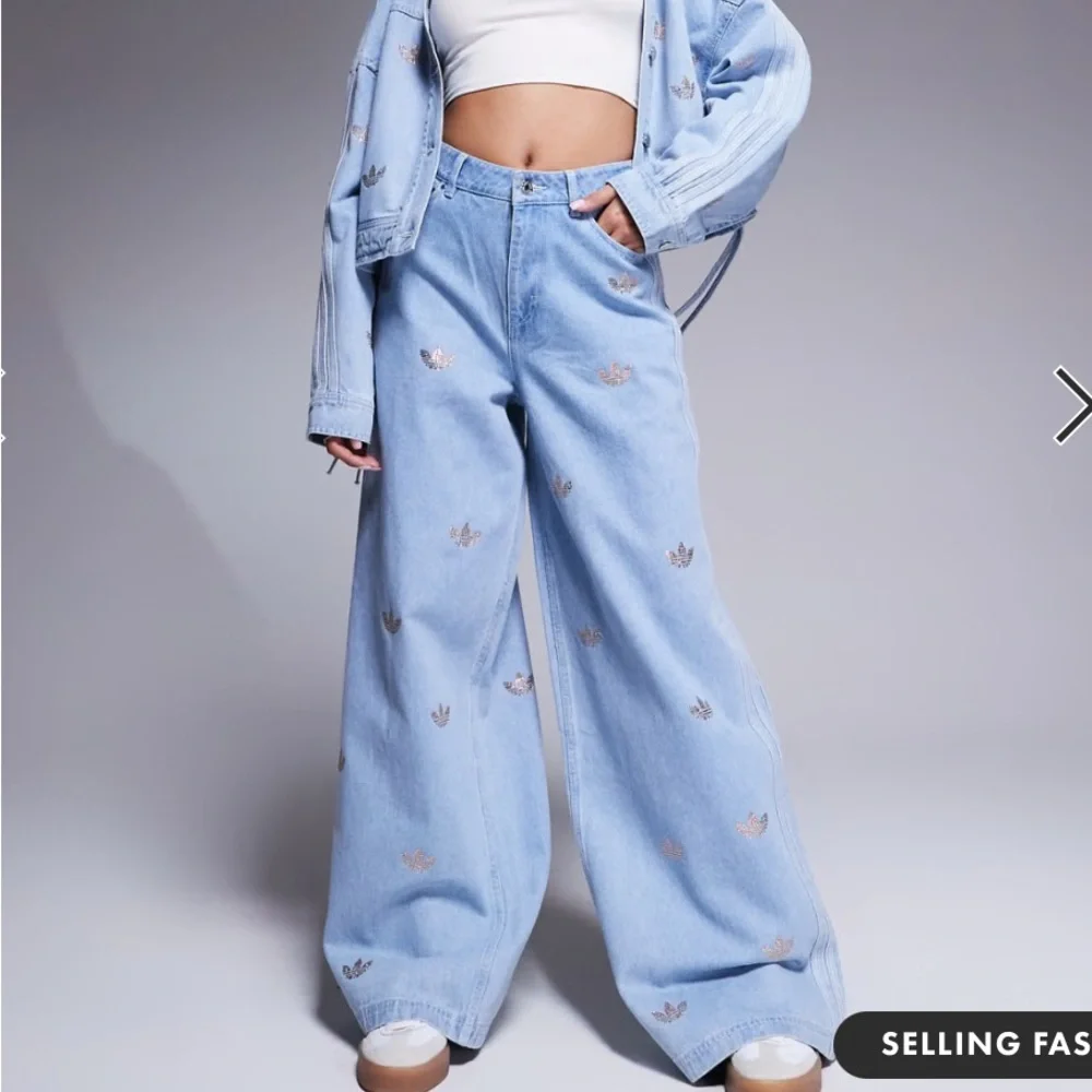 adidas | Jeans | Adidas Originals Limited Denim Rhinestone Wide